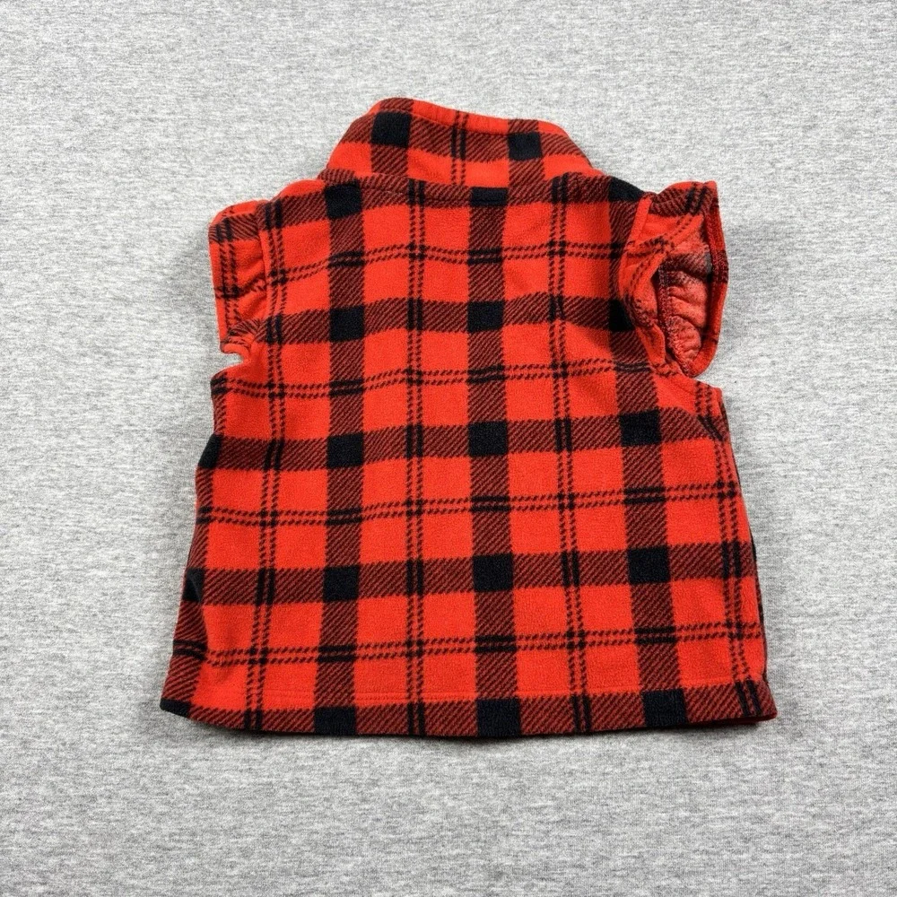 Carter's Baby Girls Cozy Fleece Vest Ruffles Red Black‎ 9 Months Sherpa Collar